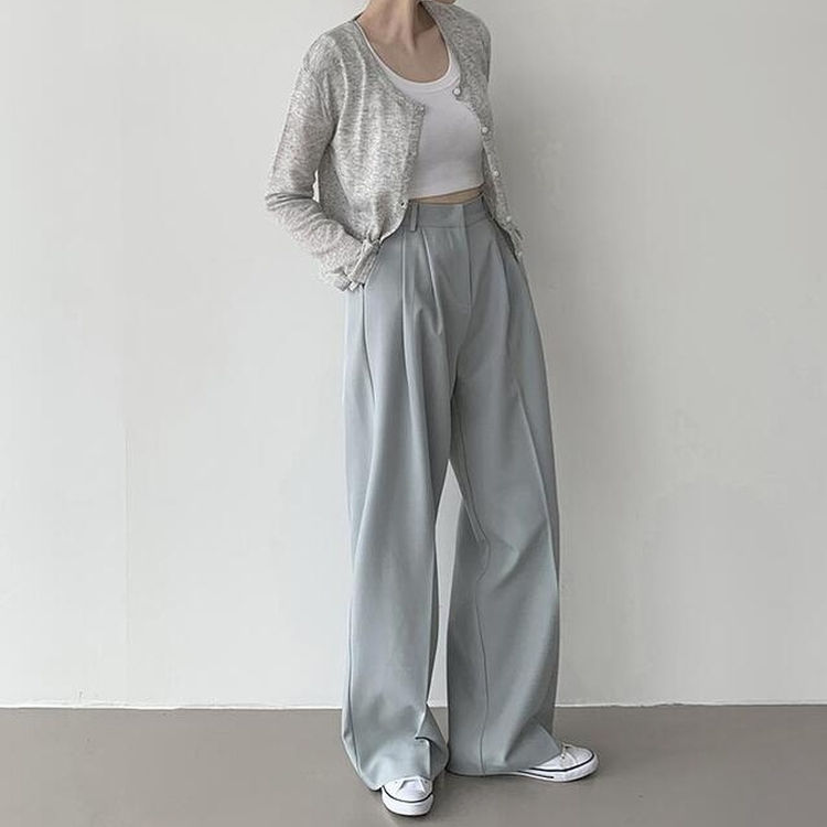 【丈別】ピンタックワイドスラックス(5color) SKY BLUE
