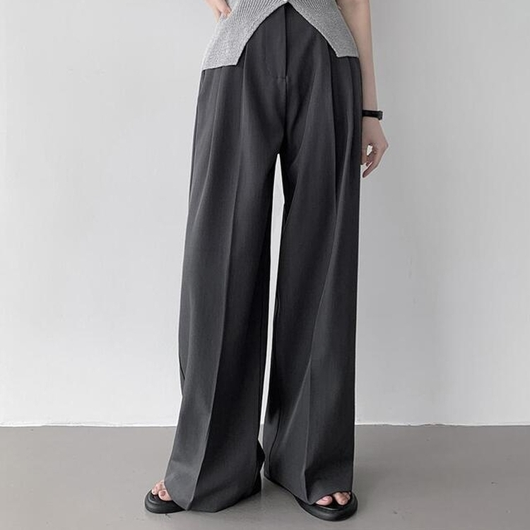 【丈別】ピンタックワイドスラックス(5color) GREY