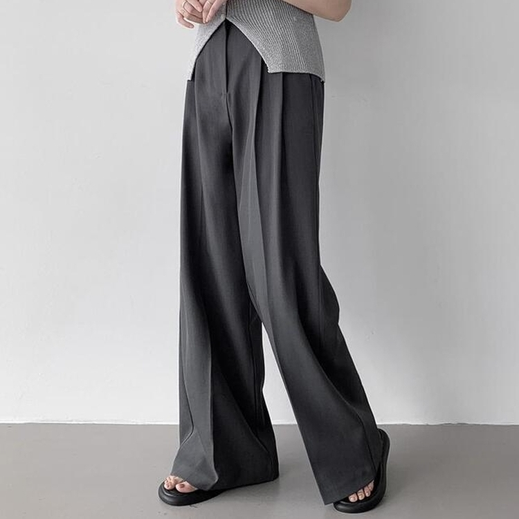【丈別】ピンタックワイドスラックス(5color) GREY
