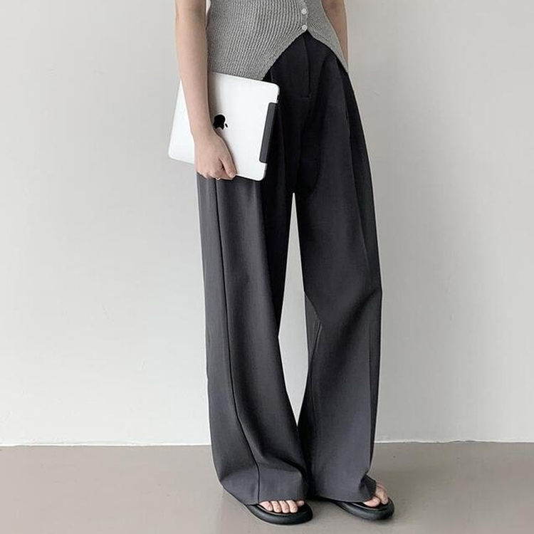 【丈別】ピンタックワイドスラックス(5color) GREY