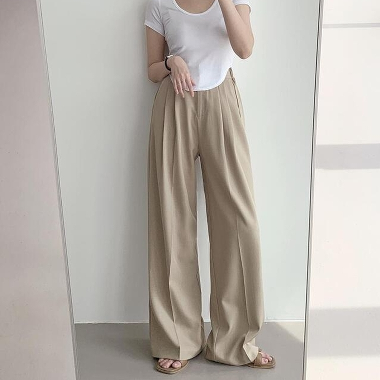 【丈別】ピンタックワイドスラックス(5color) BEIGE