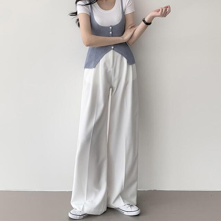 【丈別】ピンタックワイドスラックス(5color) IVORY