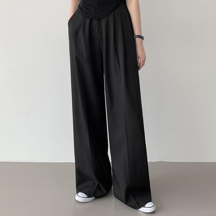 【丈別】ピンタックワイドスラックス(5color) BLACK