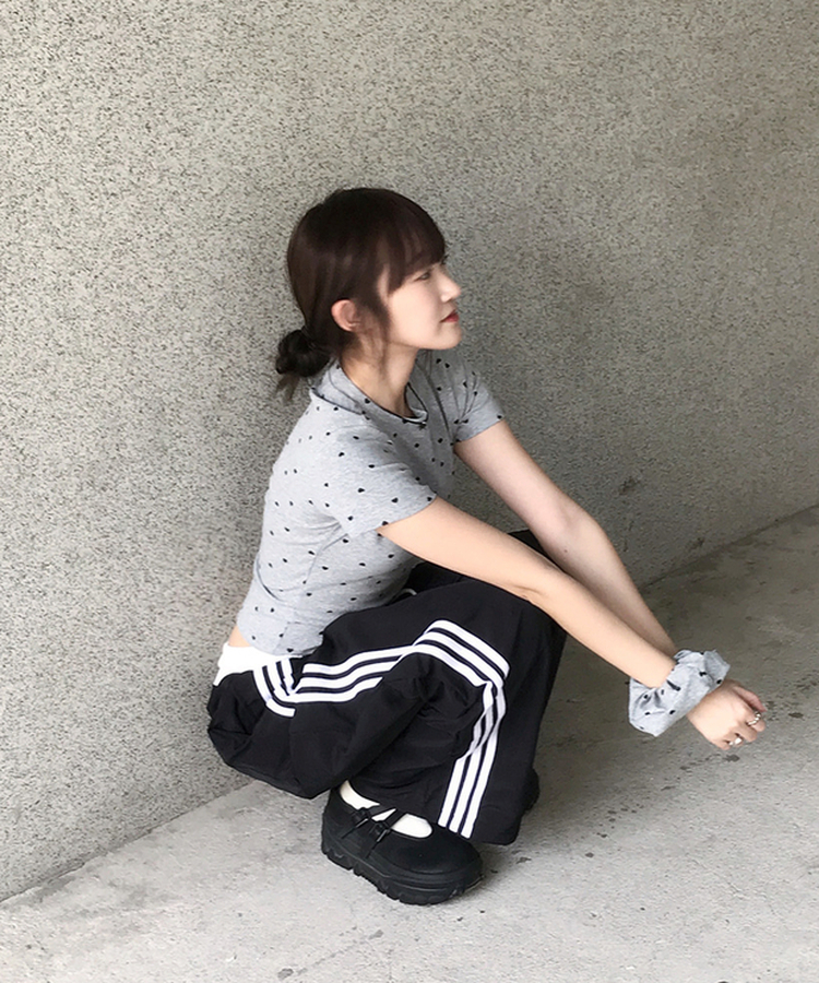 バイカラーラインナイロントレーニングワイドパンツ BLACK