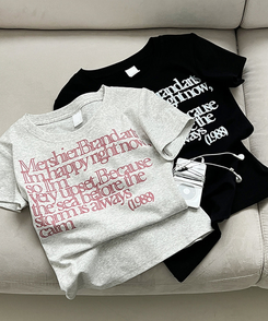 半袖Tシャツ レタリングセミクロップ半袖Tシャツ