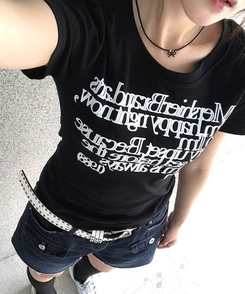 半袖Tシャツ レタリングセミクロップ半袖Tシャツ BLACK