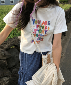 半袖Tシャツ レタリングクロップ半袖Tシャツ IVORY