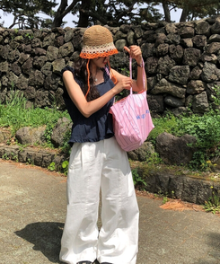 ファッション雑貨 レインボー麦わら帽子 ORNAGE