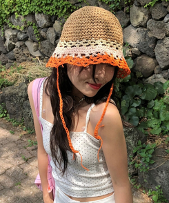 ファッション雑貨 レインボー麦わら帽子 ORNAGE