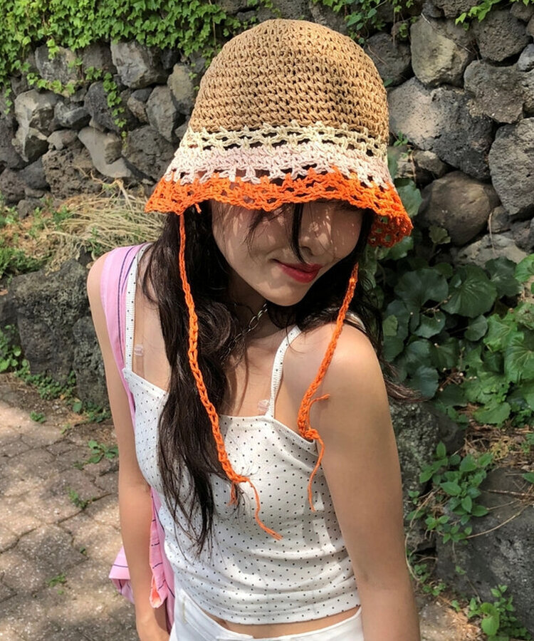 レインボー麦わら帽子 ORNAGE