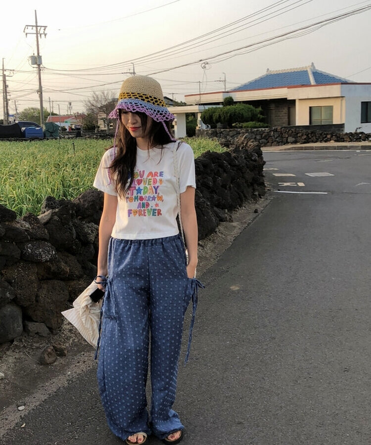 ファッション雑貨 レインボー麦わら帽子 PURPLE