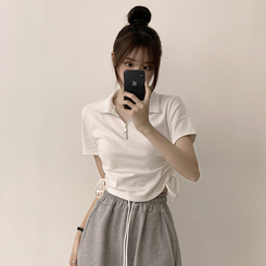 半袖Tシャツ サイドシャーリング半袖Tシャツ(5color) IVORY