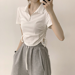 半袖Tシャツ サイドシャーリング半袖Tシャツ(5color) IVORY