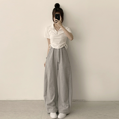 半袖Tシャツ サイドシャーリング半袖Tシャツ(5color) IVORY