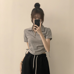半袖Tシャツ サイドシャーリング半袖Tシャツ(5color) GREY