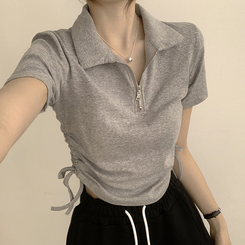 半袖Tシャツ サイドシャーリング半袖Tシャツ(5color) GREY