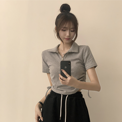 半袖Tシャツ サイドシャーリング半袖Tシャツ(5color) GREY
