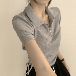 半袖Tシャツ サイドシャーリング半袖Tシャツ(5color) GREY