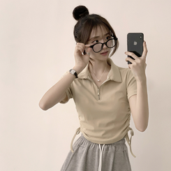 半袖Tシャツ サイドシャーリング半袖Tシャツ(5color) BEIGE