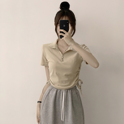 半袖Tシャツ サイドシャーリング半袖Tシャツ(5color) BEIGE