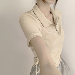 半袖Tシャツ サイドシャーリング半袖Tシャツ(5color) BEIGE