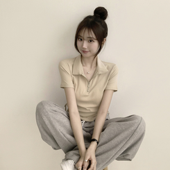 半袖Tシャツ サイドシャーリング半袖Tシャツ(5color) BEIGE