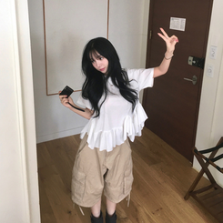 ショートパンツ カーゴポケットバミューダパンツ BEIGE