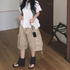 ショートパンツ カーゴポケットバミューダパンツ BEIGE