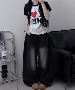 半袖Tシャツ アイラブバイカラー半袖Tシャツ BLACK