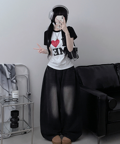 半袖Tシャツ アイラブバイカラー半袖Tシャツ BLACK