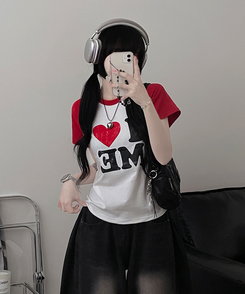 半袖Tシャツ アイラブバイカラー半袖Tシャツ RED