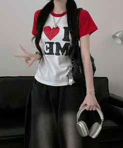 半袖Tシャツ アイラブバイカラー半袖Tシャツ RED