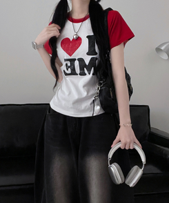 半袖Tシャツ アイラブバイカラー半袖Tシャツ RED