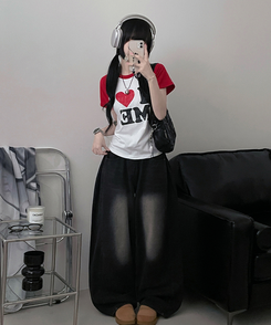 半袖Tシャツ アイラブバイカラー半袖Tシャツ RED