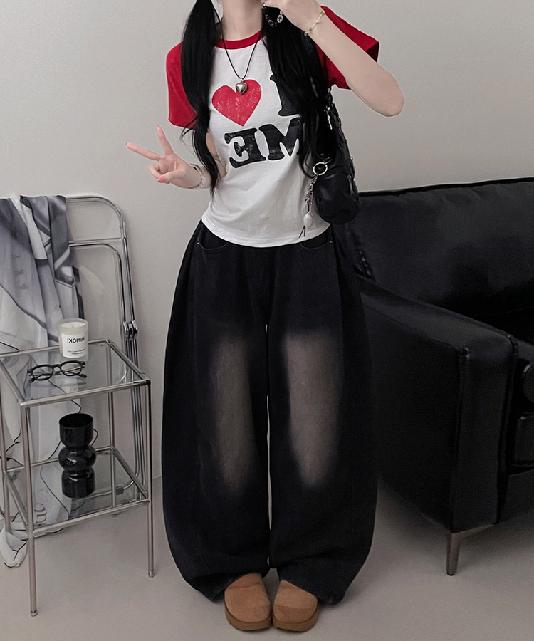 アイラブバイカラー半袖Tシャツ RED