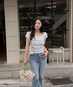 半袖Tシャツ スクエアシャーリング半袖Tシャツ IVORY