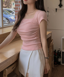 半袖Tシャツ スクエアシャーリング半袖Tシャツ PINK