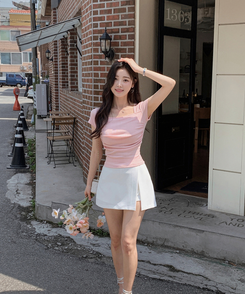 半袖Tシャツ スクエアシャーリング半袖Tシャツ PINK
