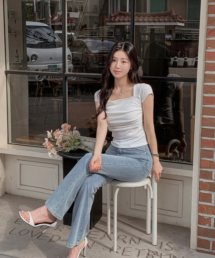 スクエアシャーリング半袖Tシャツ IVORY