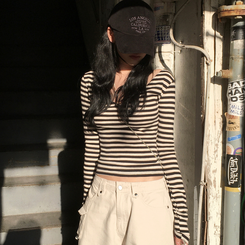 バックレスストラップ長袖Tシャツ BLACK