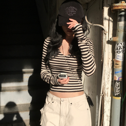 バックレスストラップ長袖Tシャツ BLACK