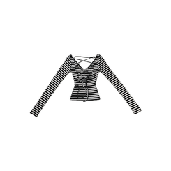 バックレスストラップ長袖Tシャツ