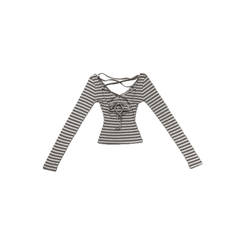 バックレスストラップ長袖Tシャツ