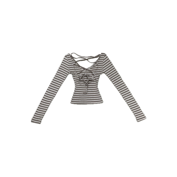 バックレスストラップ長袖Tシャツ
