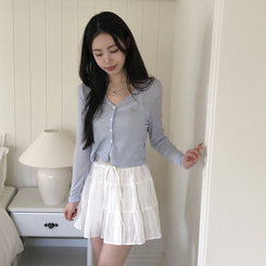 [하트펀칭]레이스 하트 펀칭 리본 탑 나시 슬리브리스 4color 오트밀