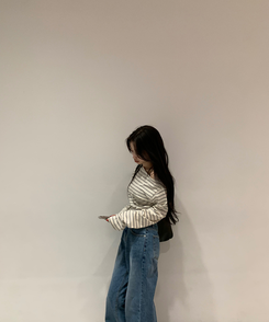 長袖Tシャツ ストライプ長袖Tシャツ GRAY