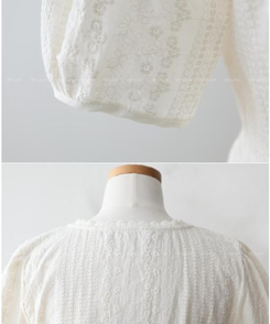 ブラウス フラワー刺繍ブラウス