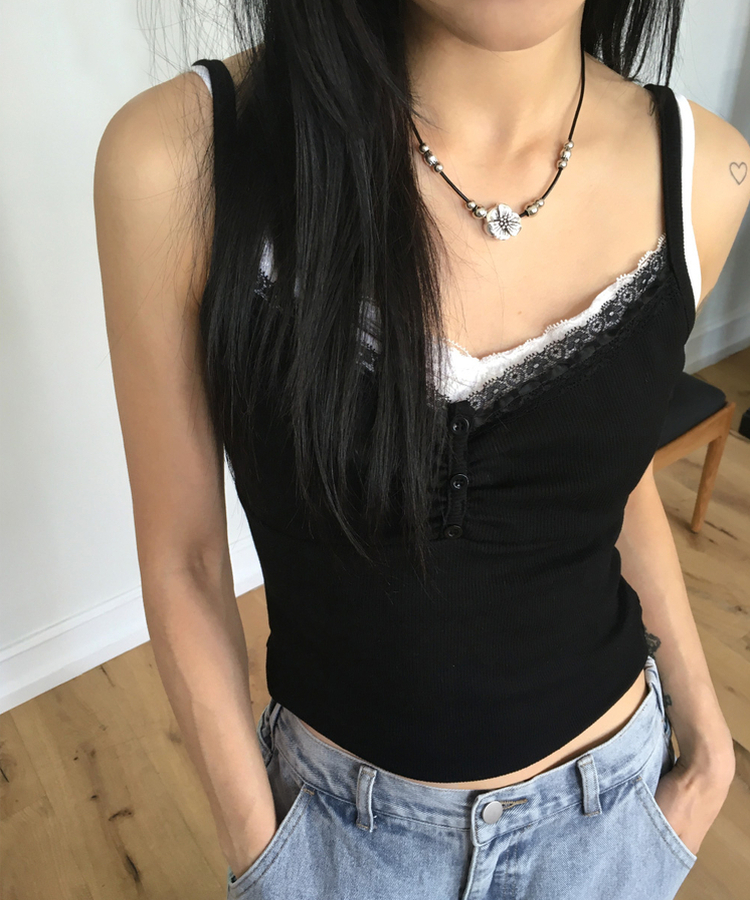 フラワーペンダントロープネックレス SILVER