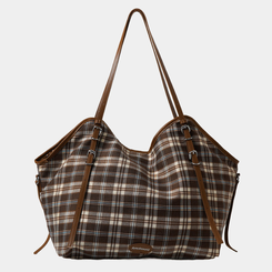 バッグ チェックバックルビッグショルダーバッグ BROWN