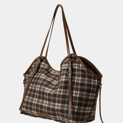 バッグ チェックバックルビッグショルダーバッグ BROWN